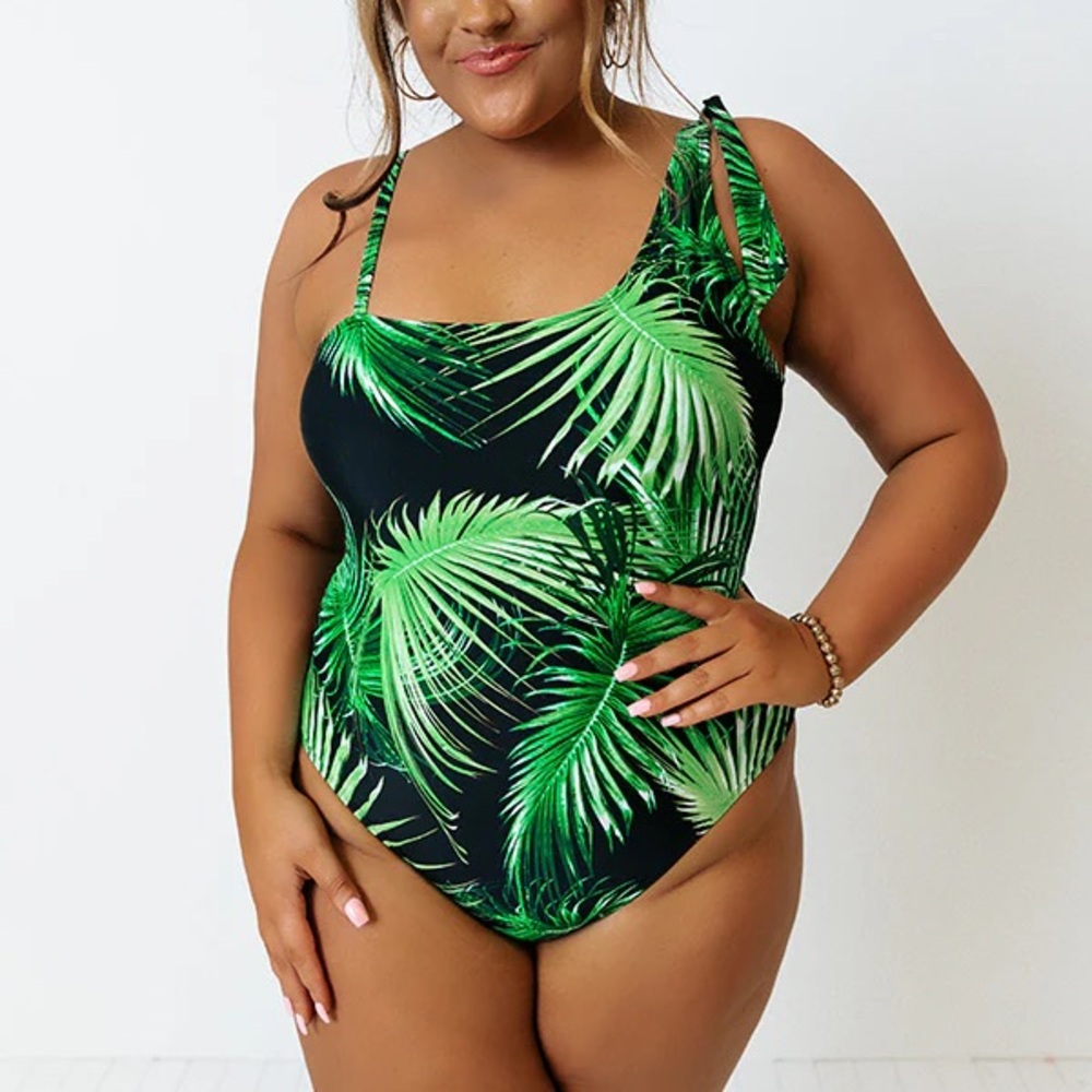 Tropical Palm Leaf One-Piece Swimsuit